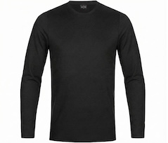 Bergson GUSTAF | Herren Merino Langarm T-Shirt,  Rundhals, klassischer Schnitt, atmungsaktiv - schwarz