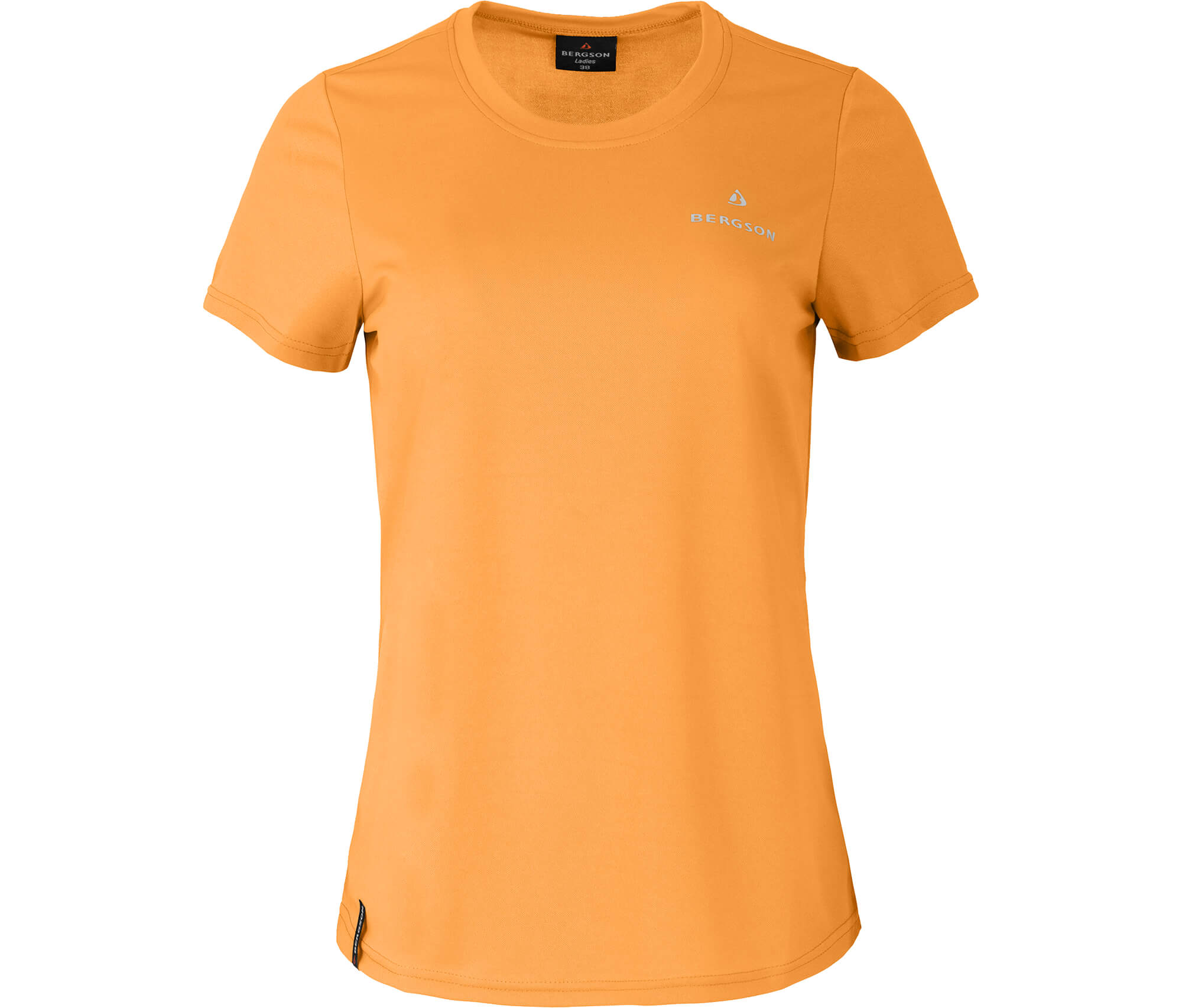 Bergson Halsay Schnelltrocknendes Damen Kurzarm Pique Funktions T Shirt Orange Skibekleidung Und Outdoorbekleidu