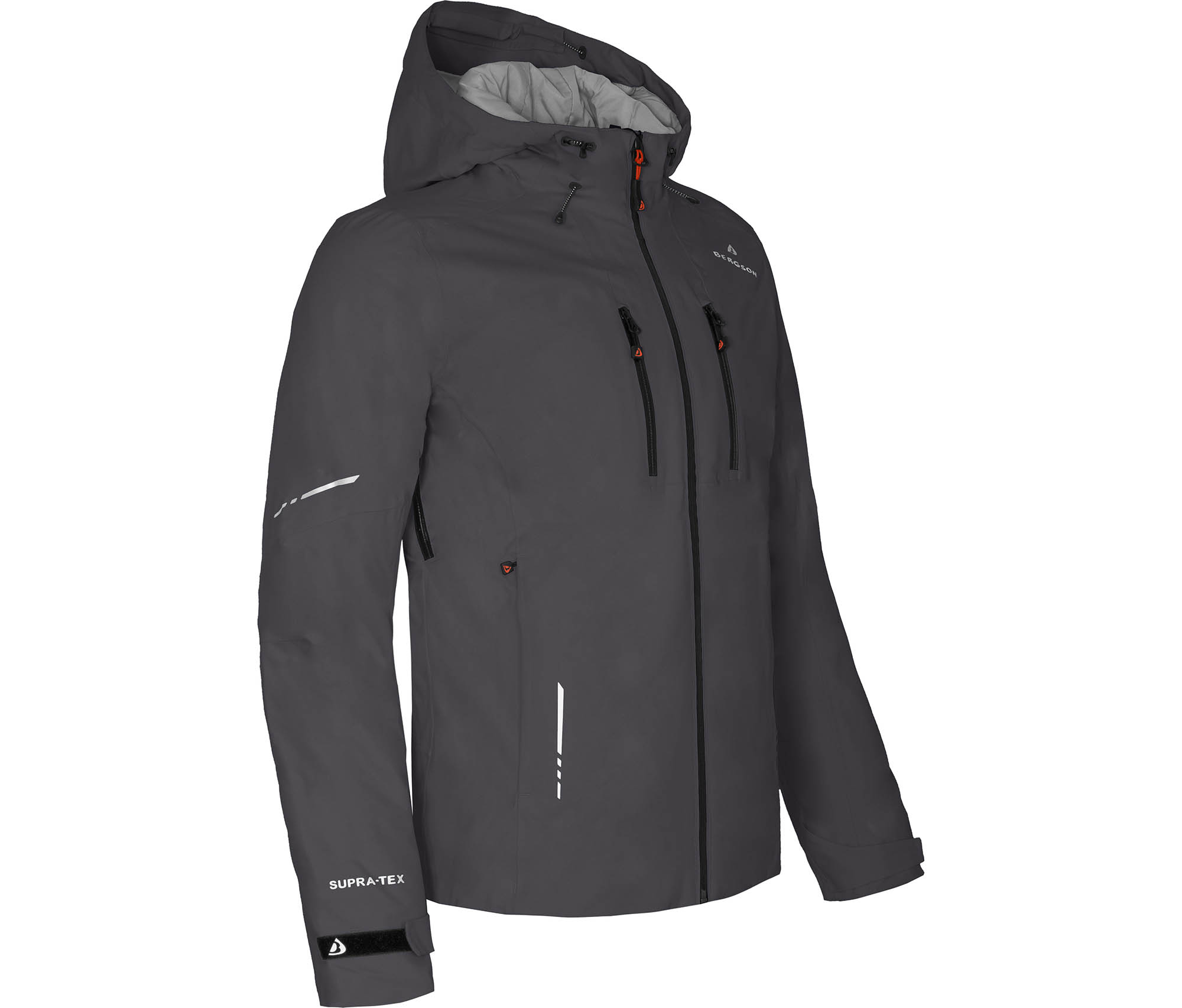 Bergson SKIEN THERMO Herren Regenjacke, leicht wattiert, recycelt, 20000 mm Wassersäule grau
